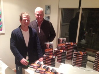 Author James Phelps with Dick Johnson at the launch of the three-times Bathurst 1000 winner's autobiography