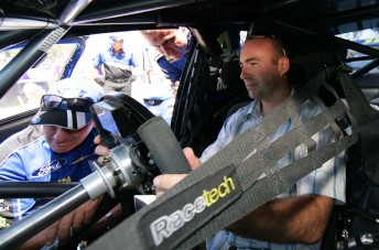 thumb Ambrose had a seat fitting in the #4 Irwin Tools Falcon at the Sydney Telstra 400. Ambrose piloted the #4 SBR car to the first of his championship wins in 2003