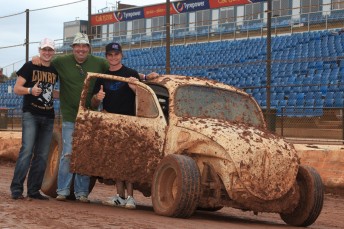 Morris_Perkins_Slade Jack Perkins, Paul Morris and Tim Slade after doing their bit to help pack the Parramatta track. Pic: Paul Carruthers