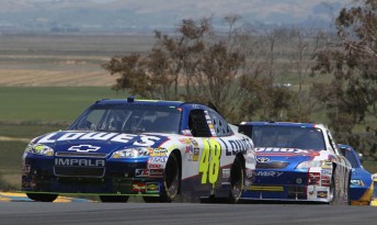 thumb Jimmie Johnson leads Marcos Ambrose at Infineon Raceway