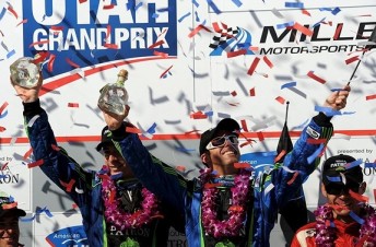 thumb David Brabham with team-mate Simon Pagenaud on the Utah podium
