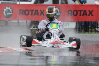thumb David Sera on his way to victory at the Sparco Rotax Nationals in Ipswich today. Pic: photowagon.com.au
