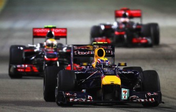 thumb Mark Webber leads McLaren pair Lewis Hamilton and Jenson Button