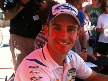 car Will Davison pictured today in his Ford kit at the Tamworth Music Festival