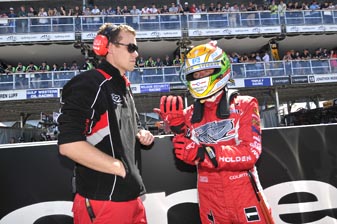 thumb Toll HRT's engineer/driver combination Scott Sinclair and James Courtney