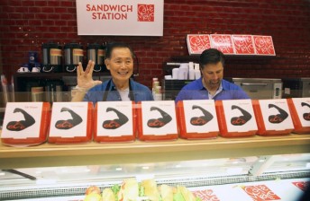 . Star Trek's George Takei and Michael Andretti in the week one Celebrity Apprentice Deli task