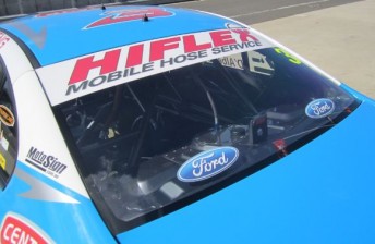 thumb The polycarbonate screen on the rear of Tony D'Alberto's Falcon