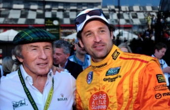 thumb Patrick Dempsey (right) with three-time F1 world champion Jackie Stewart