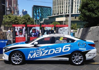 The 'Snow Flake White Pearl' paint scheme of the Mazda6 Celebrity Challenge race car