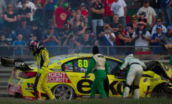 Scott Pye's crumpled #80 Commodore chassis repaired by Nissan Motorsport