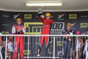 Scott McLaughlin celebrates his maiden Championship win on home soil.