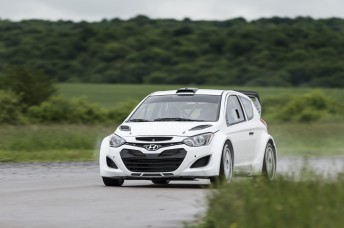 The Hyundai i20 WRC in testing