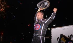 Donny Schatz celebrates his incredible Knoxville win