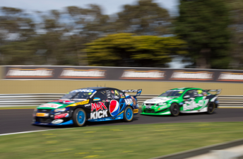 FPR team-mates Will Davison and David Reynolds run line-astern onto the back straight