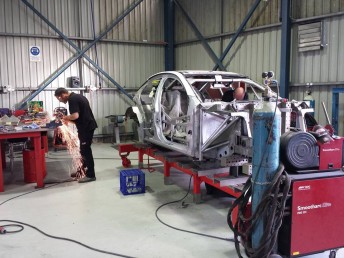 Dale Wood's car at BJR earlier this week following its AGP crash