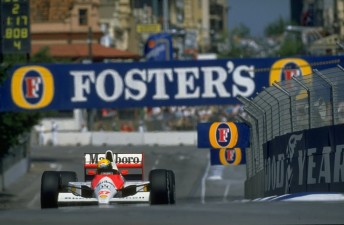 Ayrton Senna in 1990 before crashing out with gearbox problems on lap 61