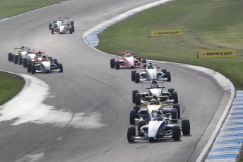 Sam Brabham leading the pack at Donington