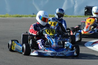 The 2013 New Zealand Schools' 125cc Rotax Max Light and 100cc Yamaha Light class winner James Penrose in action at last year's championship meeting in Christchurch. Pic: Fast Company
