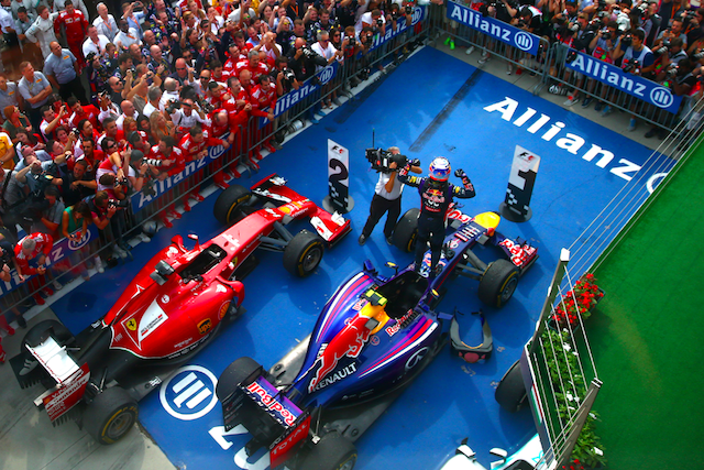 Ricciardo celebrates in parc ferme