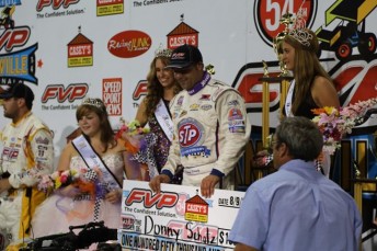 Donny Schatz with the $150,000 winner's cheque
