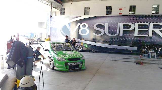 V8 Supercars' set-up at the Oakey aerodynamic test