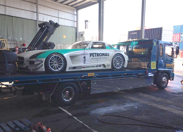 The Mercedes was shipped from its previous base in Japan
