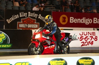 Astridge on his way to victory in the Street Series earlier this year at Willowbank Raceway. Pic: dragphotos.com.au