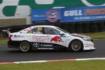 Jason Bargwanna secures a win in Race 1 of the NZV8 Touring Cars