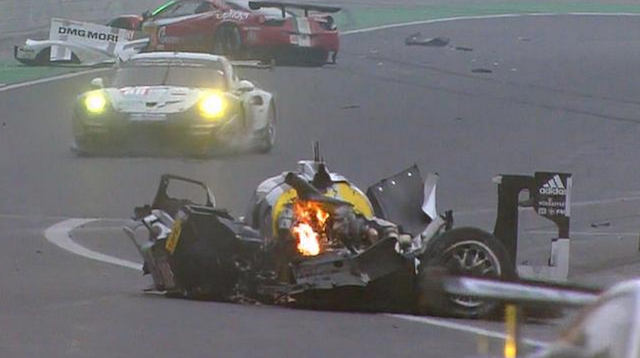 Mark Webber’s Porsche 919 was destroyed in the massive crash at Interlagos