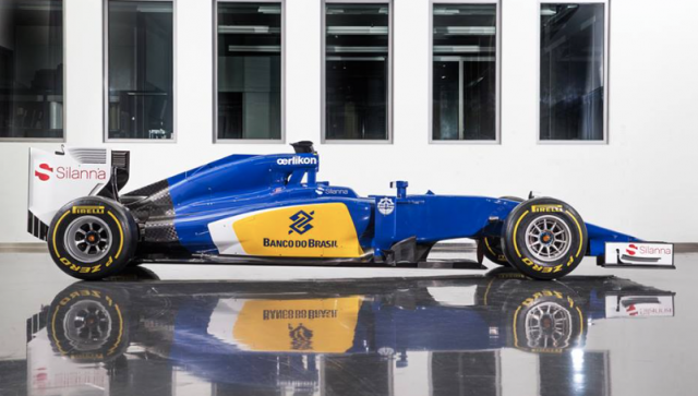 Banco Do Brasil sponsorship from new driver Felipe Nasr features prominently on the car's sidepods