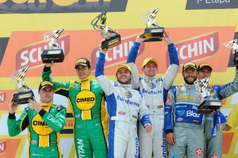 Winterbottom (left) on the podium in Goiania