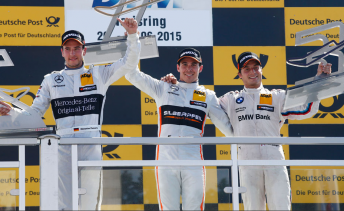 Robert Wickens flanked by Christian Vietoris (left) and Bruno Spengler