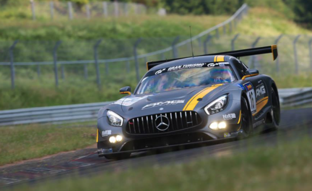 The Mercedes AMG GT3 on its race debut in Germany's VLN series last weekend