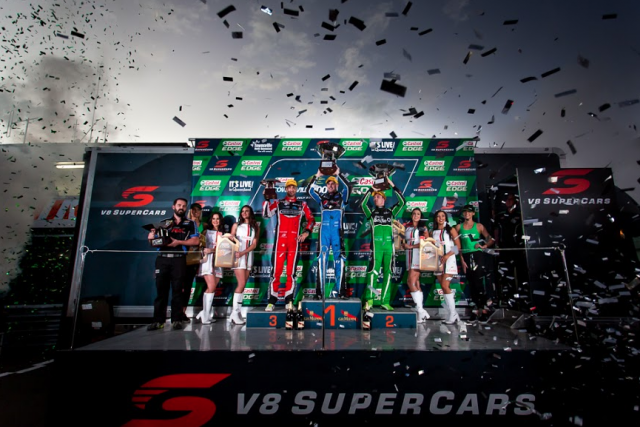 Coulthard and Reynolds flank championship leader Mark Winterbottom on the podium in Townsville