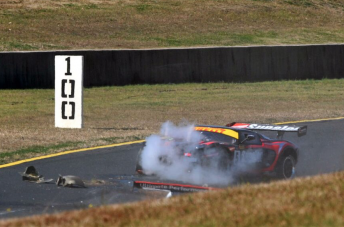 Kevin Weeks' Ford GT shortly after the crash