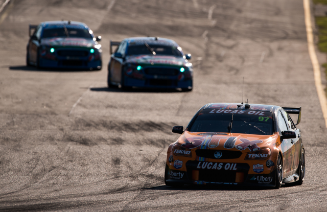 Shane van Gisbergen leads the two Prodrive Fords in the penultimate stint