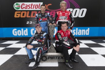 Garth Tander and Warren Luff (right) lead Mark Winterbottom and Steve Owen in the Pirtek Enduro Cup decider