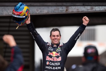 Craig Lowndes celebrates his sixth Bathurst 1000 triumph