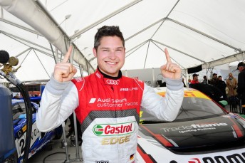 Chris Mies celebrates a maiden Australian GT Championship crown pic: Geoff Ridder
