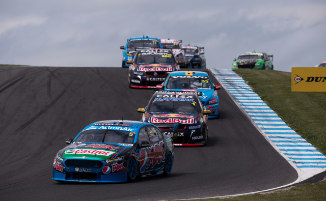 Mark Winterbottom leading the pack early in Sunday's race