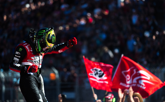 Courtney performed his trademark celebration in Adelaide