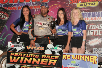Donny Schatz celebrates victory in the Australian Open prelim