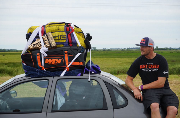 Price's transport to Buenos Aires complete with Dakar trophy on board