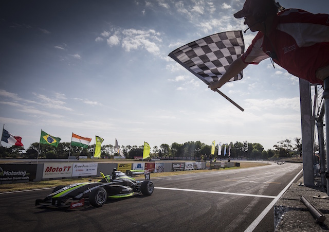 Lando Norris storms to the TRS, NZ Grand Prix double. pic: John Cowpland/www.photosport.nz Lando Norris wins the NZ Grand Prix, Toyota Racing Series, Manifold, Fielding, New Zealand. Sunday, 14 February, 2016. Copyright photo: John Cowpland / www.photosport.nz