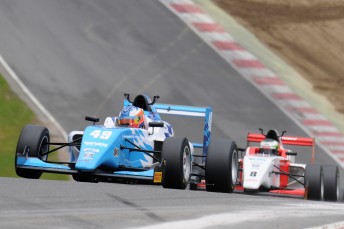 Thomas Randle behind the heel of the Douglas Motorsport BRDC F3 car