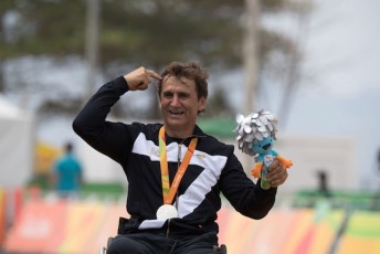 Alex Zanardi after claiming silver in the 60km H5 paracycling road race