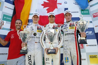 Lance Stroll (centre) extended his FIA European F3 title advantage
