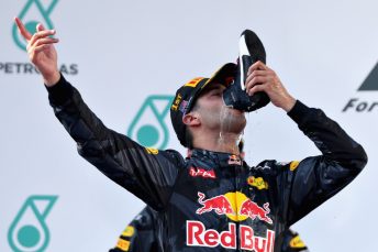 Ricciardo celebrates victory with his customary 'shoey' celebration