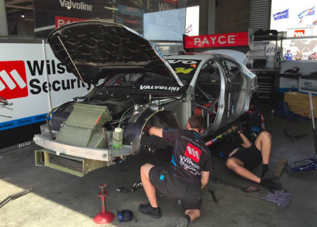 Repair work taking place on the Moffat/Golding Volvo