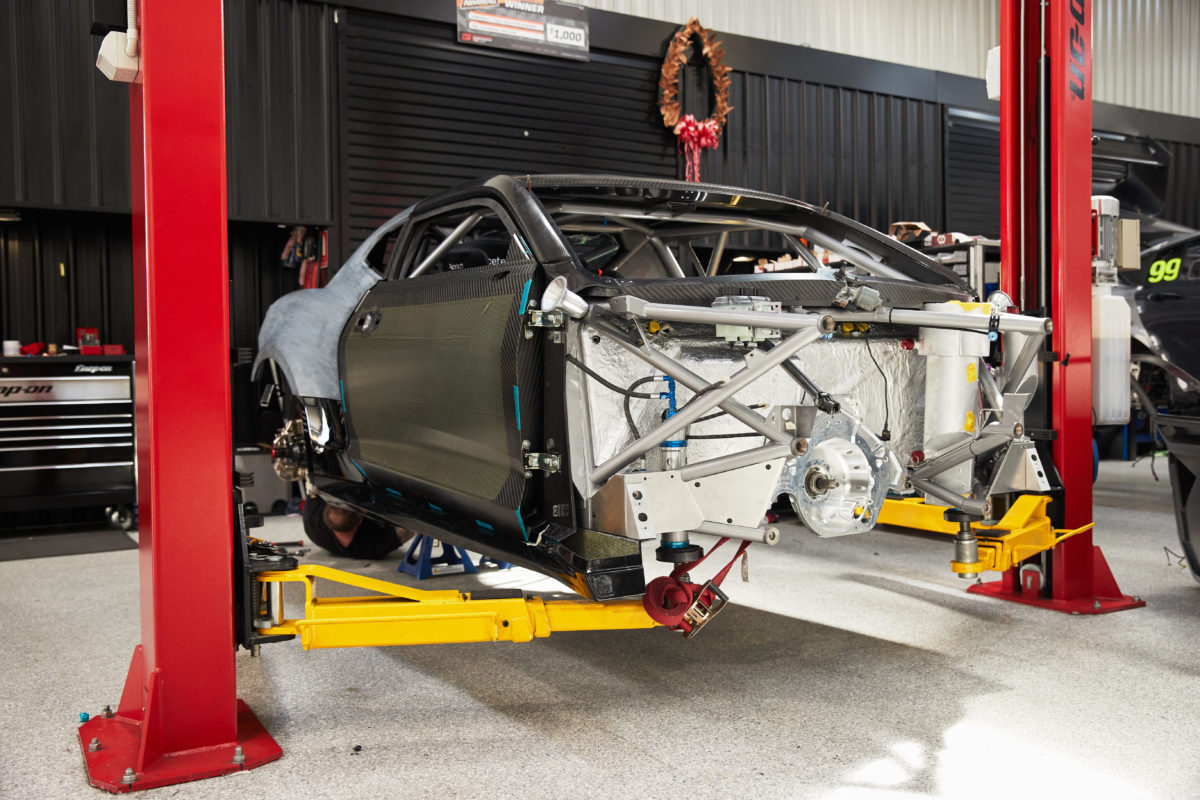 An Erebus Motorsport Gen3 Camaro under construction, as presented in its 'honest update' on the project